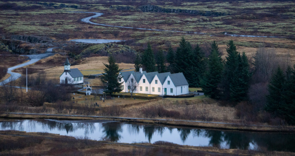 Houses in Þingvellir National Park on the Golden Circle in Iceland