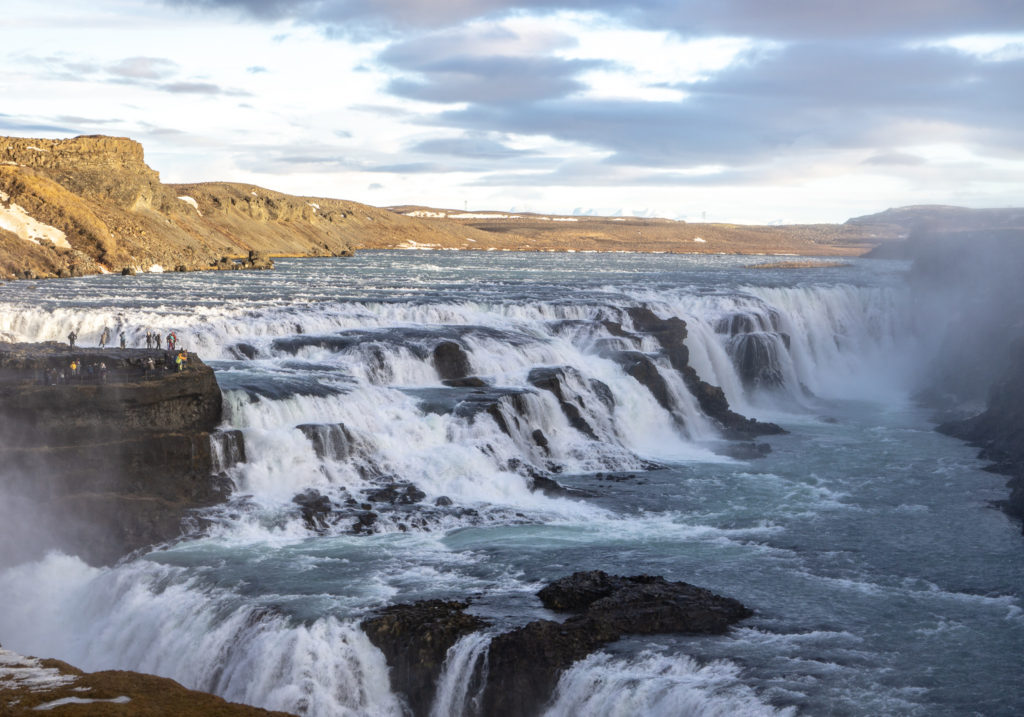 Gullfoss, a powerful waterfall on the Golden Circle in Iceland