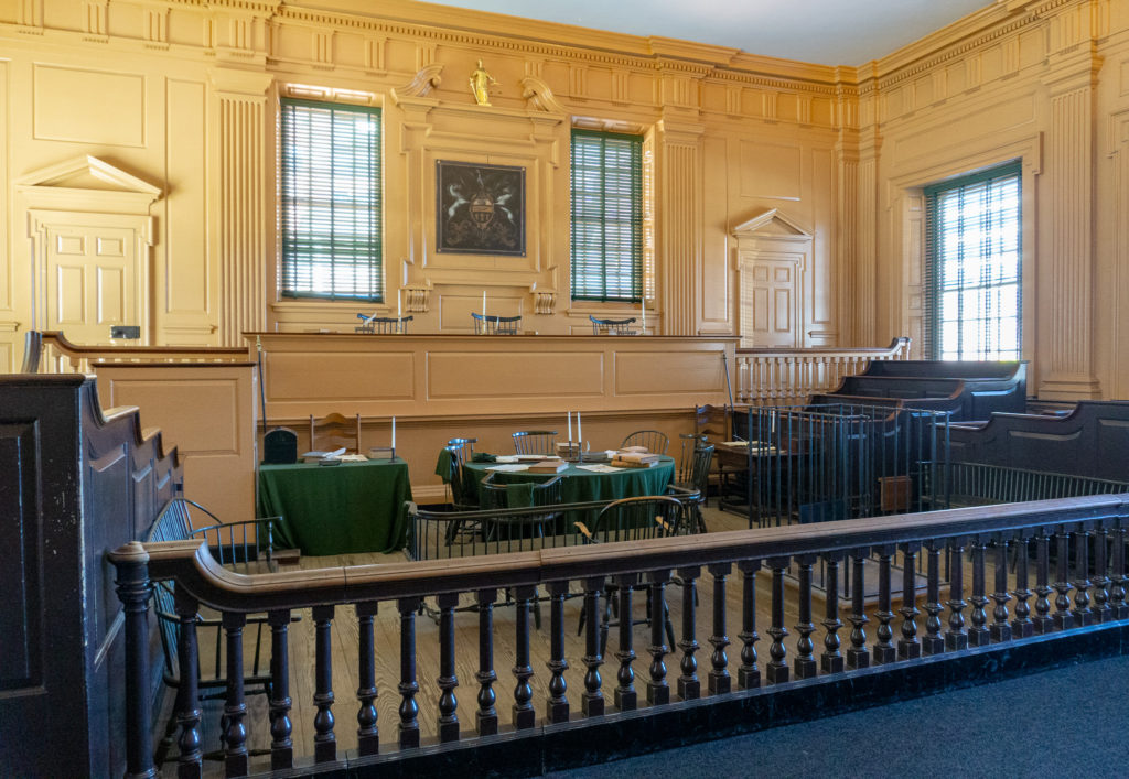 The Courtroom of the Pennsylvania Supreme Court in Independence Hall.