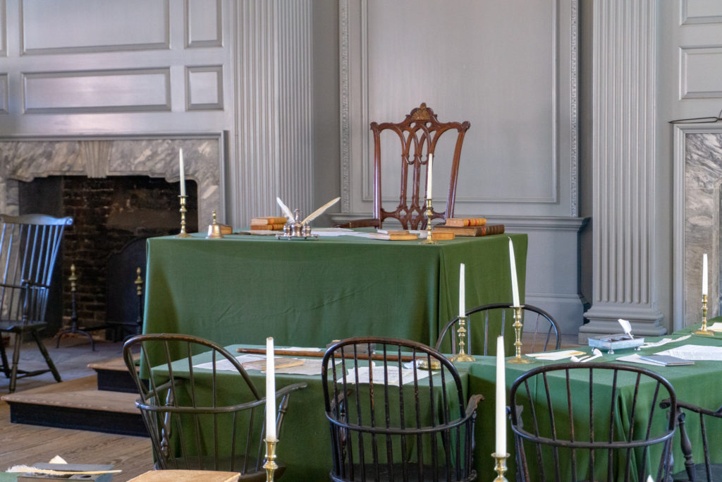 The Assembly Room in Independence Hall — part of Independence National Historical Park.