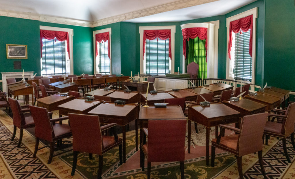 The Senate Chamber of Congress Hall within Independence National Historical Park.