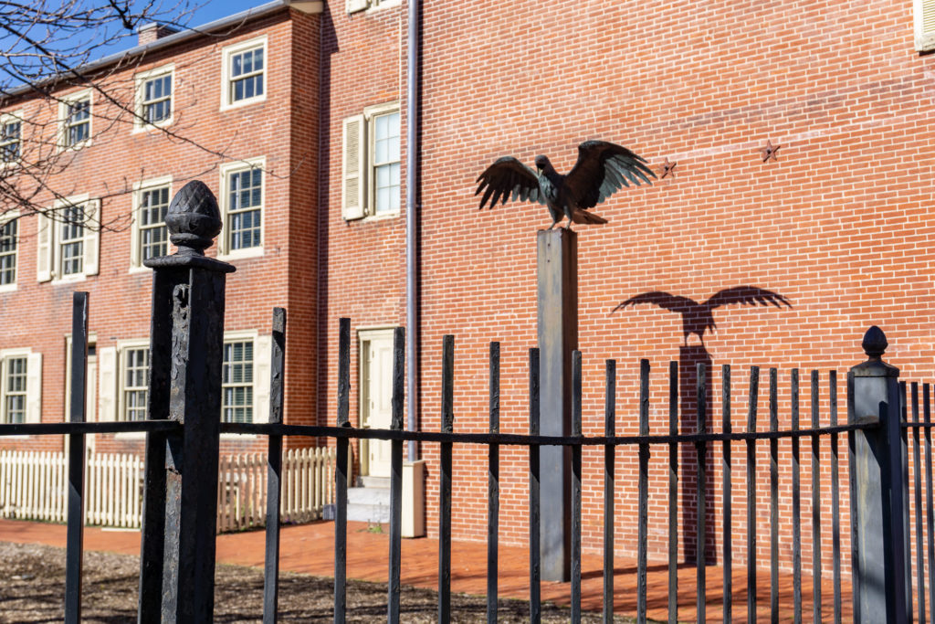 The raven statue at the Edgar Allan Poe National Historic Site in Philadelphia, PA.