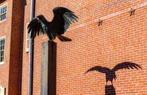 The raven statue at the Edgar Allan Poe National Historic Site.