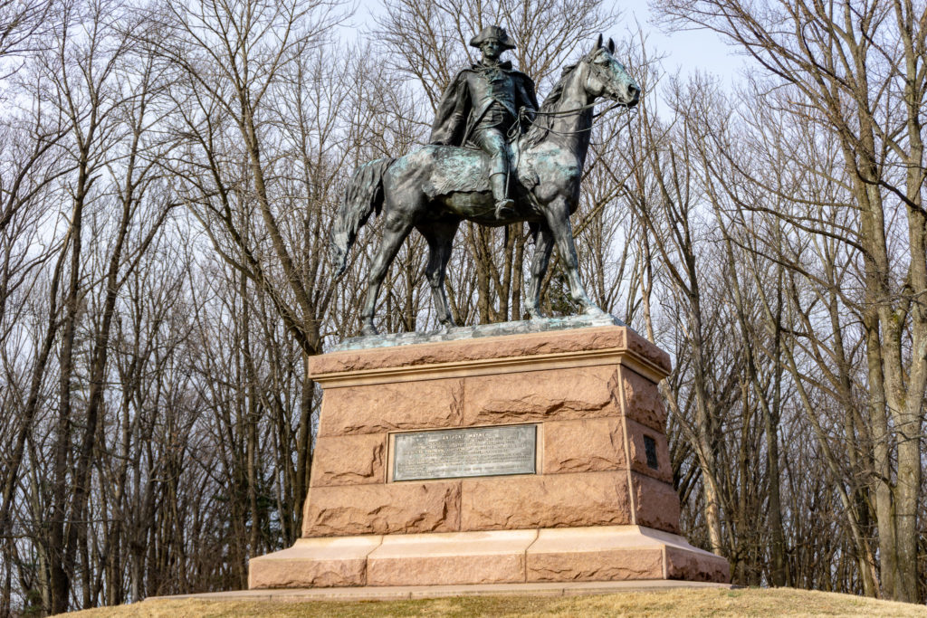 The 15 ft. Baron von Steuben Monument, located in Valley Forge National Historical Park.