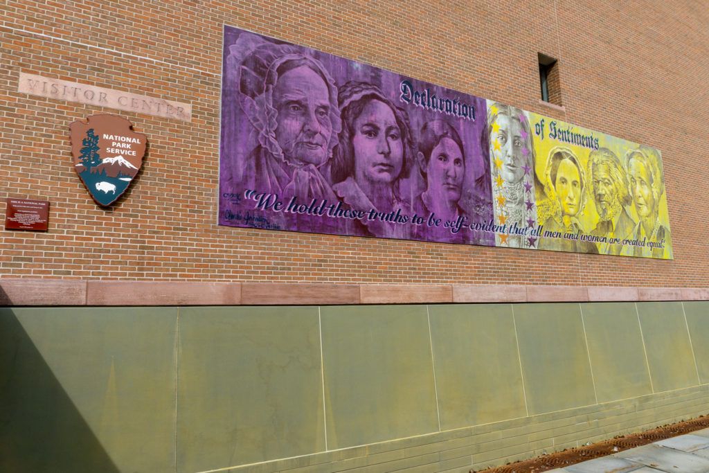 Mural on the exterior wall of the Women's Rights National Historical Park Visitor Center.