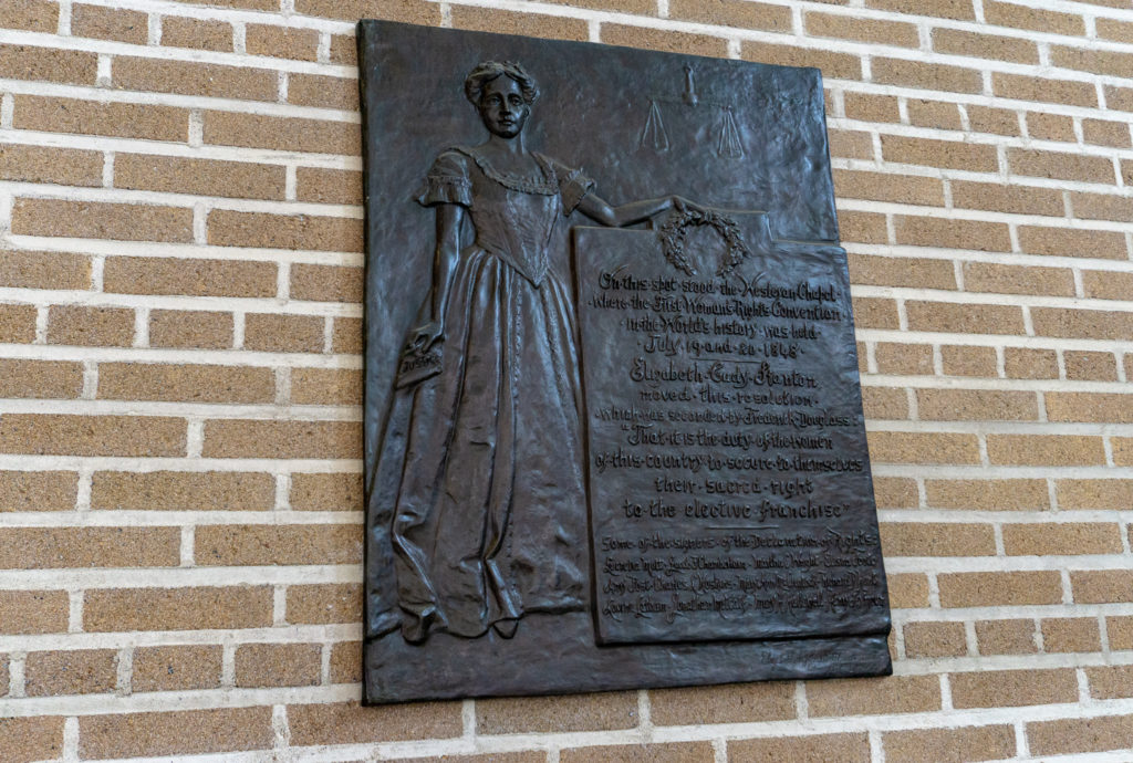 Plaque within the Wesleyan Methodist Church commemorating the Seneca Falls Convention in 1848.